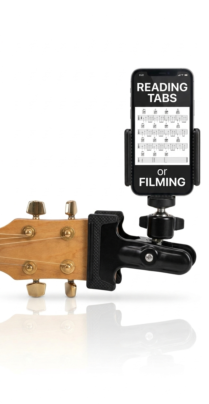 Smartphone Holder Clamp for Guitar Headstock 360° Rotatable Mount