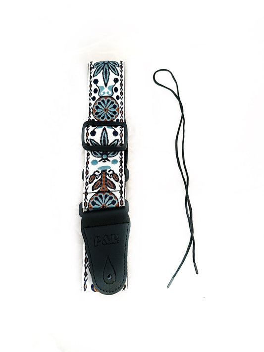 Strap: Vintage Cream & Sky Blue Jacquard