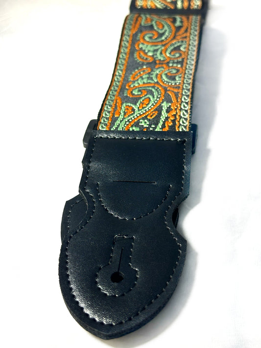 Strap: Forest Green & Bronze Paisley Woven