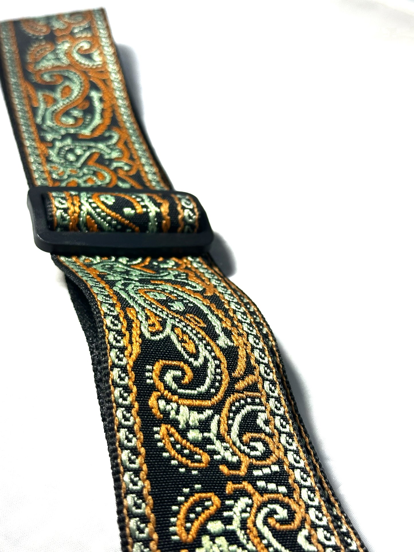 Strap: Forest Green & Bronze Paisley Woven