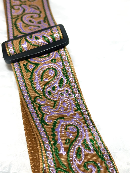 Strap: Vintage Gold & Lavender Paisley Woven